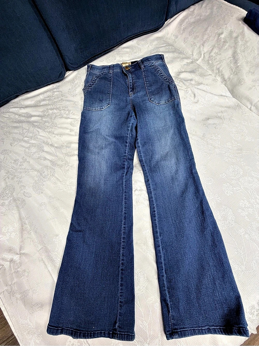 Democracy Ab-solution High Rise Center Seam Kick Flare Jeans with Slit Hem Kick